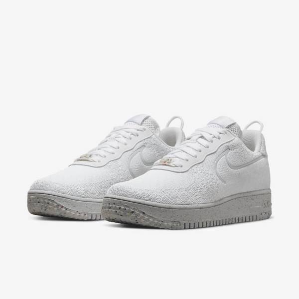 Nike Air Force 1 Crater Flyknit Next Nature Sneakers Herren Weiß Platin Weiß | NK380KPZ