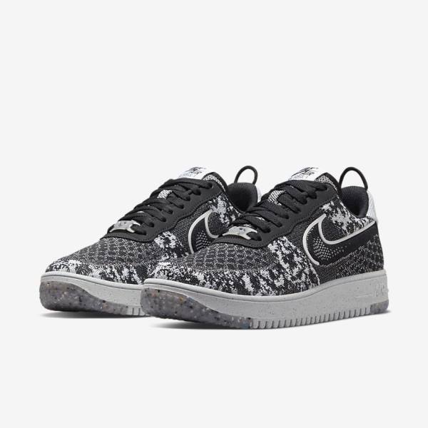 Nike Air Force 1 Crater Flyknit Next Nature Sneakers Herren Schwarz Weiß Platin Schwarz | NK832RFM