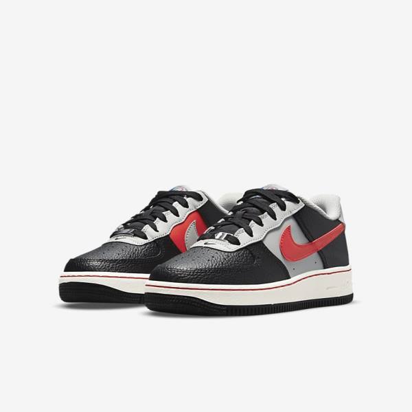 Nike Air Force 1 EMB Older Sneakers Kinder Schwarz Grau Rot | NK860BZN