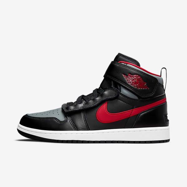 Nike Air Jordan 1 Hi FlyEase Sneakers Herren Schwarz Grau Weiß Rot | NK374BWT