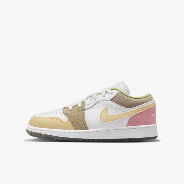 Nike Air Jordan 1 Low SE Older Sneakers Kinder Weiß Grün | NK729EPR