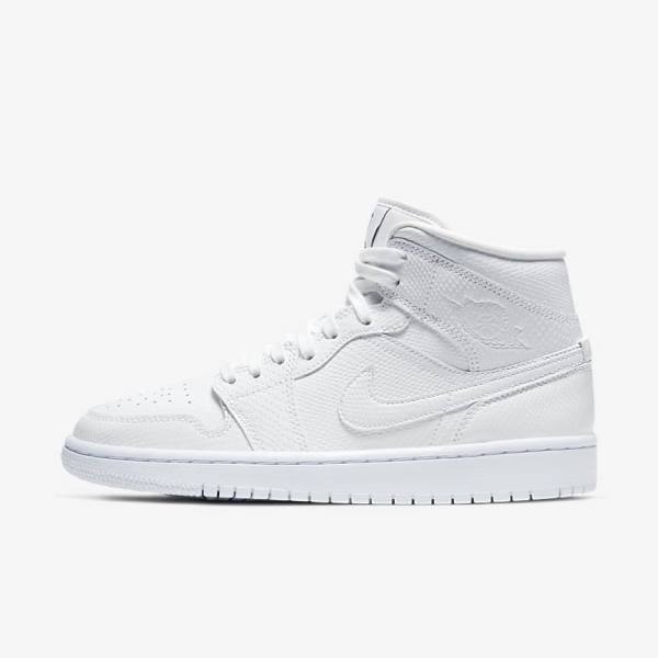 Nike Air Jordan 1 Mid Jordan Schuhe Damen Weiß | NK476VBK