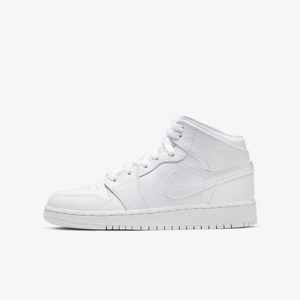 Nike Air Jordan 1 Mid Older Sneakers Kinder Weiß | NK093JQO