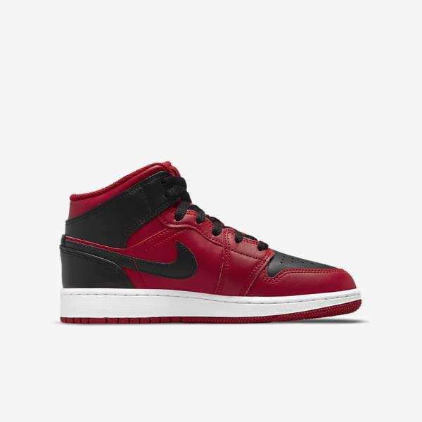 Nike Air Jordan 1 Mid Older Sneakers Kinder Rot Weiß Schwarz | NK176PZN