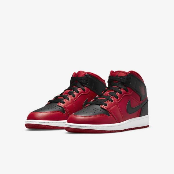 Nike Air Jordan 1 Mid Older Sneakers Kinder Rot Weiß Schwarz | NK176PZN