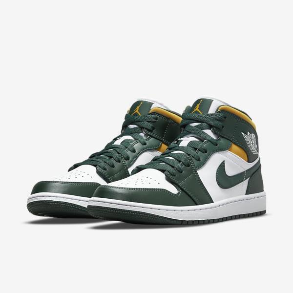 Nike Air Jordan 1 Mid Sneakers Herren Grün Weiß | NK946KNP