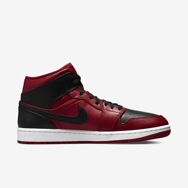 Nike Air Jordan 1 Mid Sneakers Herren Rot Weiß Schwarz | NK051LTO