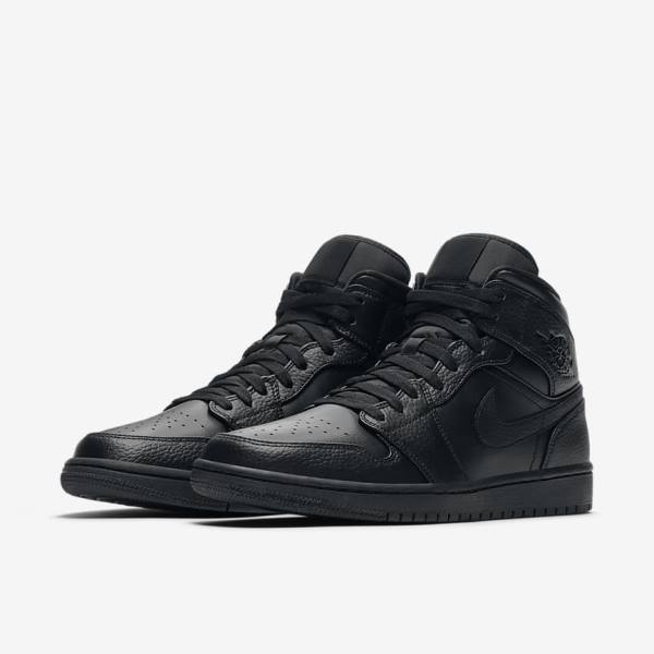 Nike Air Jordan 1 Mid Sneakers Herren Schwarz | NK421WYH