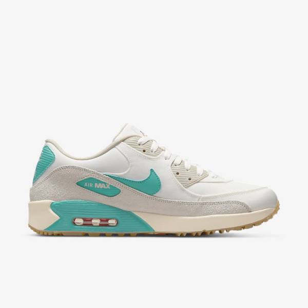 Nike Air Max 90 G Golfschuhe Damen Weiß Hellbraun Türkis | NK530VDI