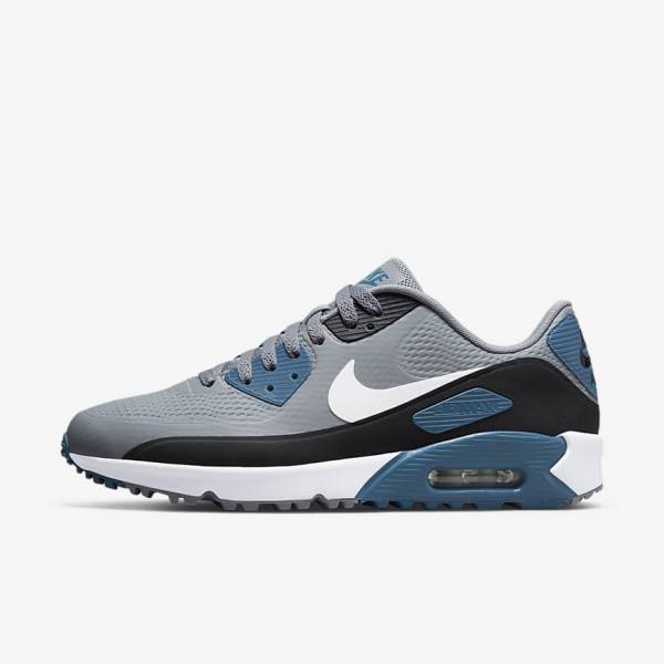 Nike Air Max 90 G Golfschuhe Herren Grau Schwarz Weiß | NK836GSW