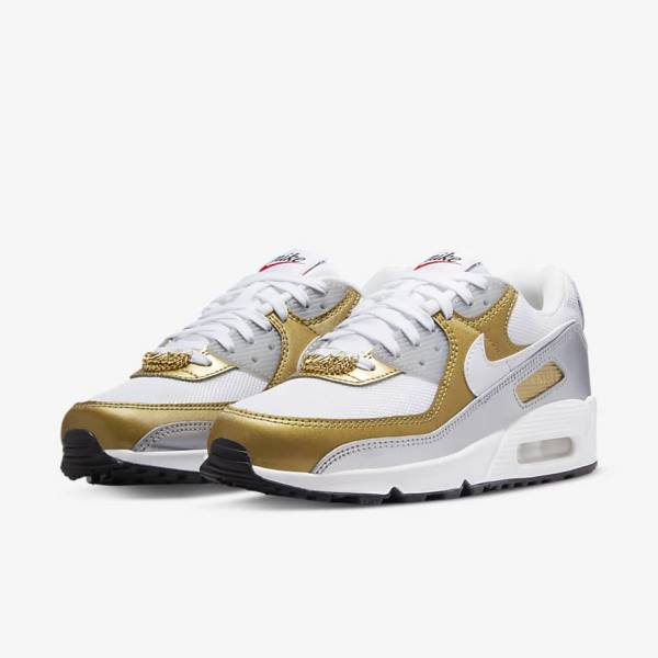 Nike Air Max 90 SE Sneakers Damen Metal Gold Metal | NK750MKS