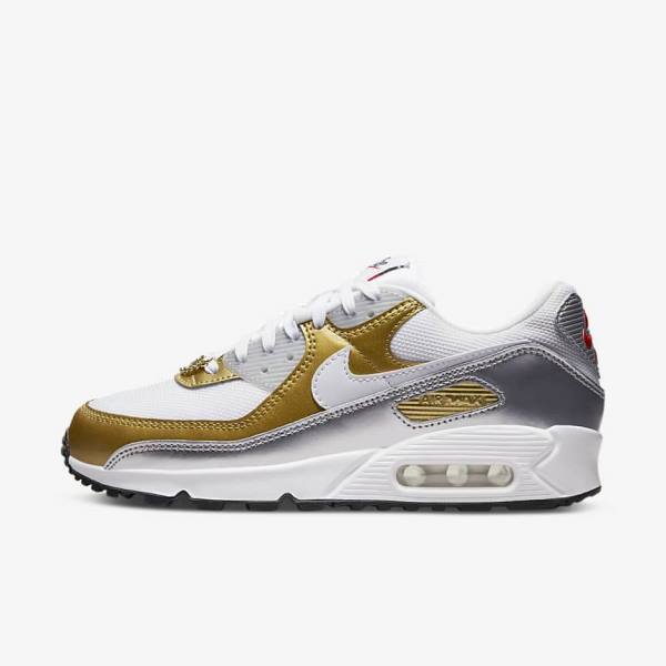 Nike Air Max 90 SE Sneakers Damen Metal Gold Metal | NK750MKS