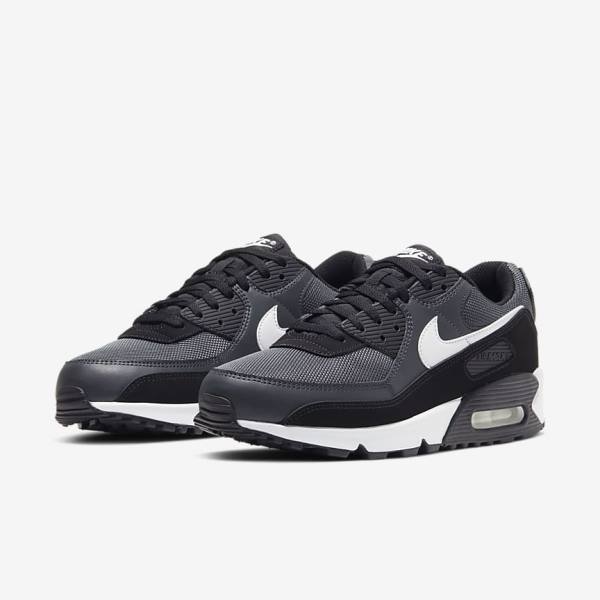 Nike Air Max 90 Sneakers Herren Grau Dunkelgrau Schwarz Weiß | NK560QRX