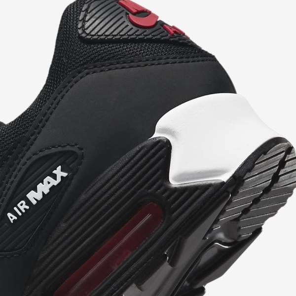 Nike Air Max 90 Sneakers Herren Schwarz Weiß Rot | NK653PZB