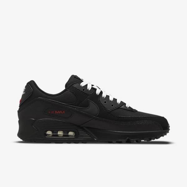 Nike Air Max 90 Sneakers Herren Schwarz Rot Weiß | NK965BPG