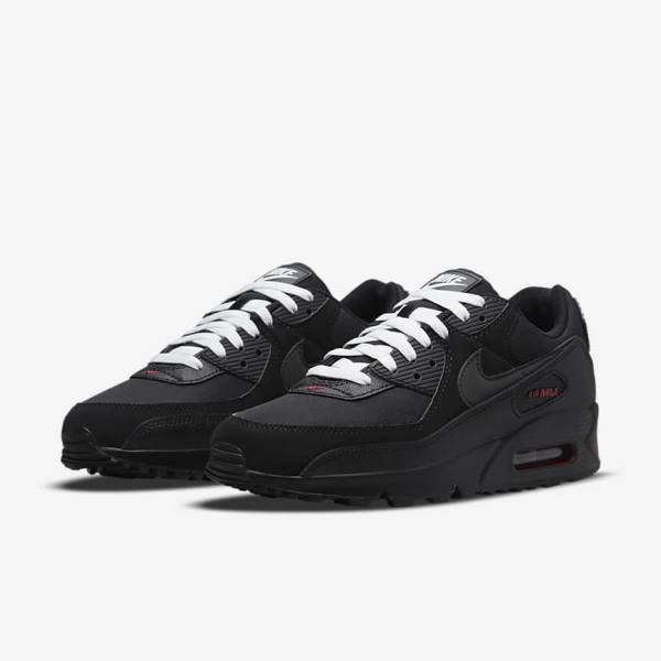 Nike Air Max 90 Sneakers Herren Schwarz Rot Weiß | NK965BPG