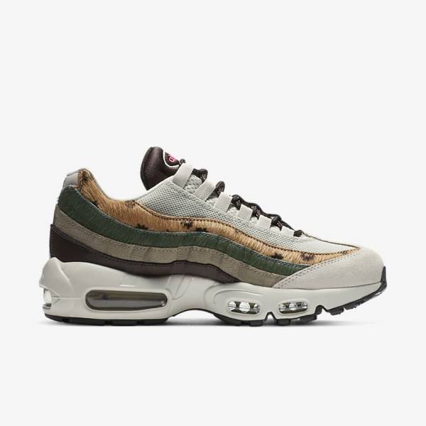 Nike Air Max 95 Premium Sneakers Damen Hellbeige Braun Olivgrün Grau Weiß | NK284SYF