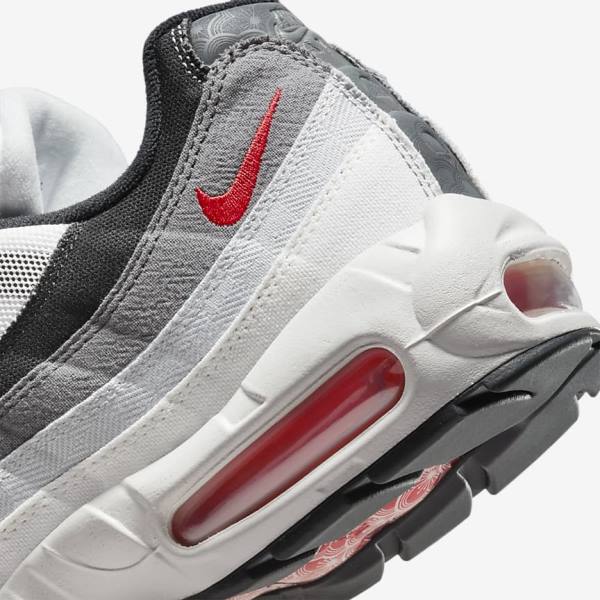 Nike Air Max 95 Sneakers Herren Weiß Hellgrau Rot | NK918HUQ