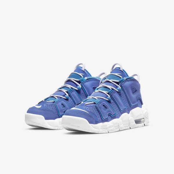 Nike Air More Uptempo Older Basketballschuhe Kinder Blau Weiß | NK643RLJ