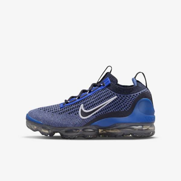 Nike Air VaporMax 2021 FK Older Sneakers Kinder Königsblau Weiß Dunkelgrau Schwarz | NK508KDL