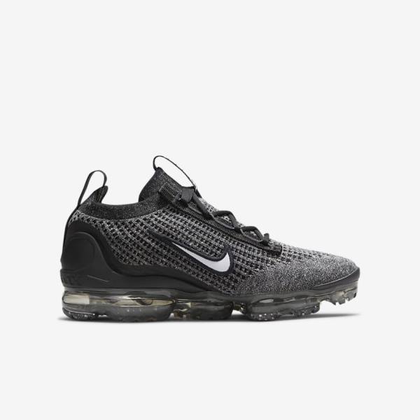 Nike Air VaporMax 2021 FK Older Sneakers Kinder Schwarz Weiß Dunkelgrau Schwarz | NK865SWG