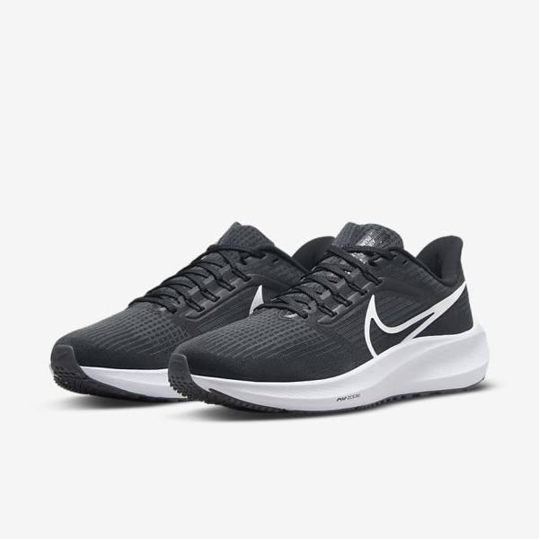 Nike Air Zoom Pegasus 39 Straßen Laufschuhe Damen Schwarz Dunkelgrau Weiß | NK805STD