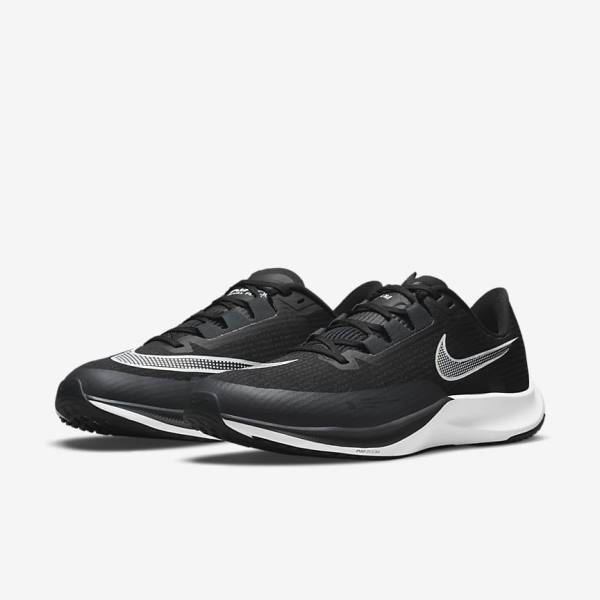 Nike Air Zoom Rival Fly 3 Straßen Rennfahrer Laufschuhe Herren Schwarz Dunkelgrau Weiß | NK591INK