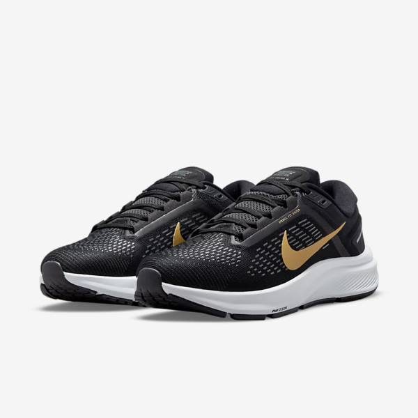 Nike Air Zoom Structure 24 Straßen Laufschuhe Damen Metal Gold | NK084BPX