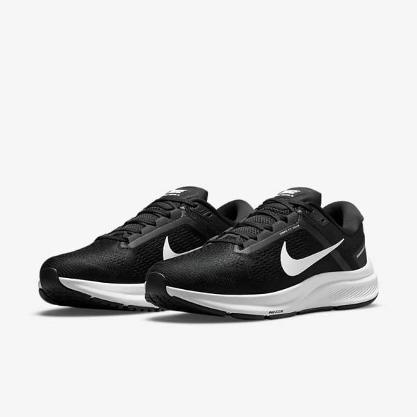 Nike Air Zoom Structure 24 Straßen Laufschuhe Herren Schwarz Weiß | NK142TDO