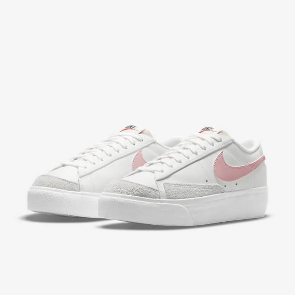 Nike Blazer Low Plattform Sneakers Damen Weiß Schwarz Rosa | NK965BEU