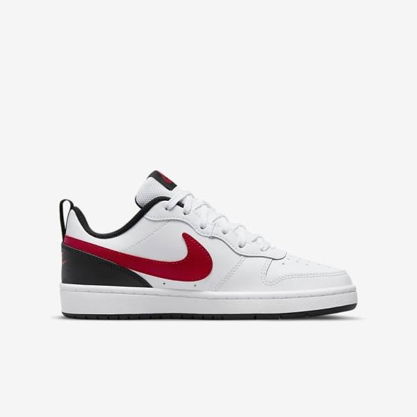 Nike Court Borough Low 2 Older Sneakers Kinder Weiß Schwarz Rot | NK571SYN