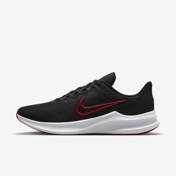 Nike Downshifter 11 Straßen Laufschuhe Herren Schwarz Weiß Dunkelgrau Rot | NK024SQY