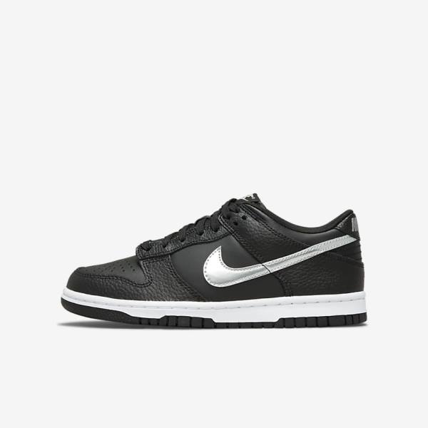 Nike Dunk Low Older Sneakers Kinder Schwarz Grau Weiß | NK529CGT