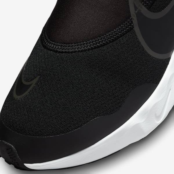 Nike Flow Older Straßen Laufschuhe Kinder Schwarz Weiß Grau | NK309IZP