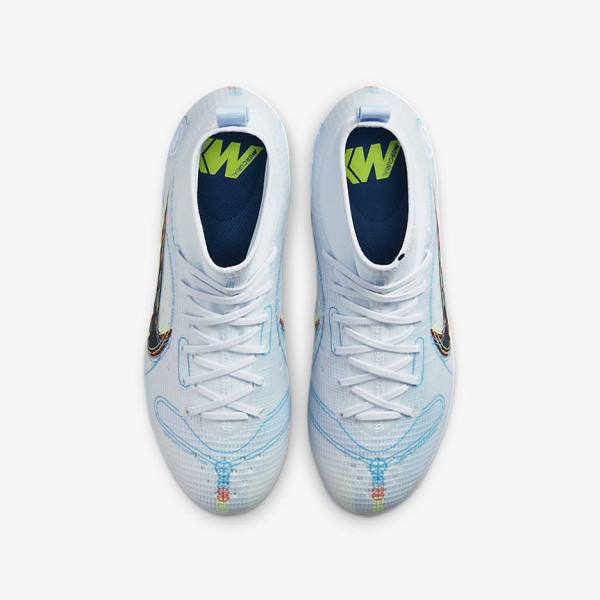 Nike Jr. Mercurial Superfly 8 Pro FG Younger and Older Firm-Grounds Fußballschuhe Kinder Grau Hellblau | NK742CTM