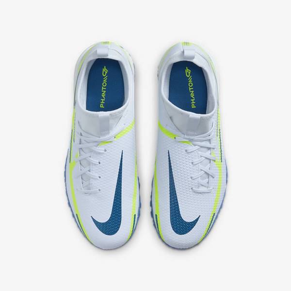 Nike Jr. Phantom GT2 Academy Dynamic Fit TF Older Turf Fußballschuhe Kinder Grau Hellblau Dunkelblau | NK486UAK