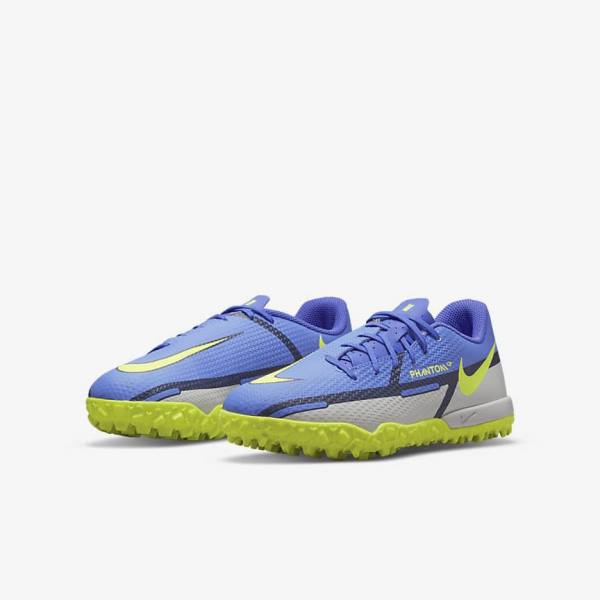 Nike Jr. Phantom GT2 Academy TF Older Turf Fußballschuhe Kinder Blau Grau | NK345YJT