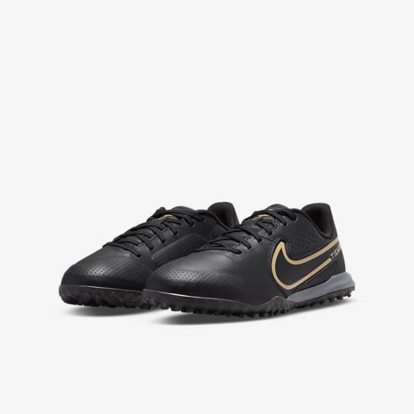 Nike Jr. Tiempo Legend 9 Academy TF Older Turf Fußballschuhe Kinder Metal Gold | NK506EMQ