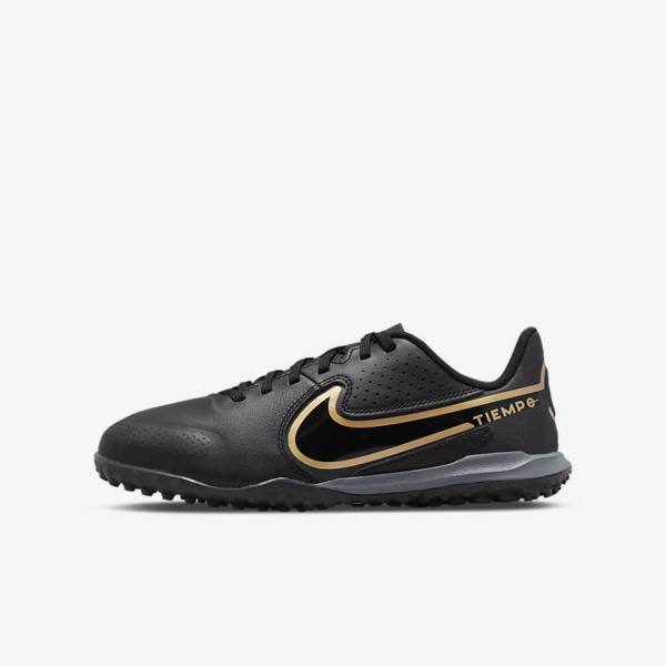 Nike Jr. Tiempo Legend 9 Academy TF Older Turf Fußballschuhe Kinder Metal Gold | NK506EMQ