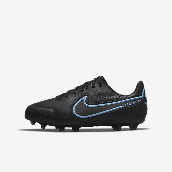 Nike Jr. Tiempo Legend 9 Pro FG Older Firm-Ground Fußballschuhe Kinder Schwarz Grau | NK867VRT