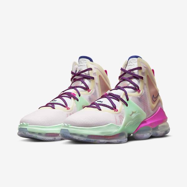 Nike LeBron 19 Basketballschuhe Damen Blau Hellgrün Weiß Bordeaux | NK347WMG