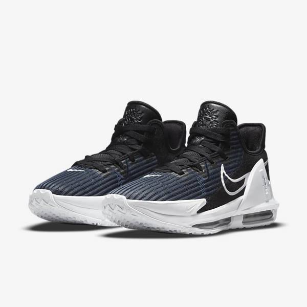 Nike LeBron Witness 6 Basketballschuhe Damen Schwarz Dunkelschwarz Weiß | NK328JIP