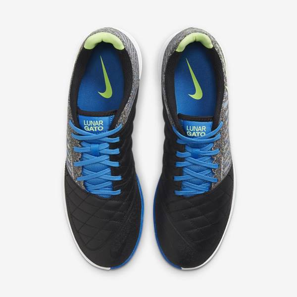 Nike Lunar Gato II IC Indoor Court Fußballschuhe Herren Schwarz Hellblau Hellgrün | NK657QJD