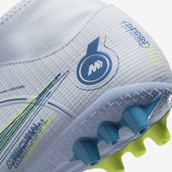 Nike Mercurial Superfly 8 Academy AG Artificial-Grass Fußballschuhe Herren Grau Hellblau Dunkelblau | NK350LAW