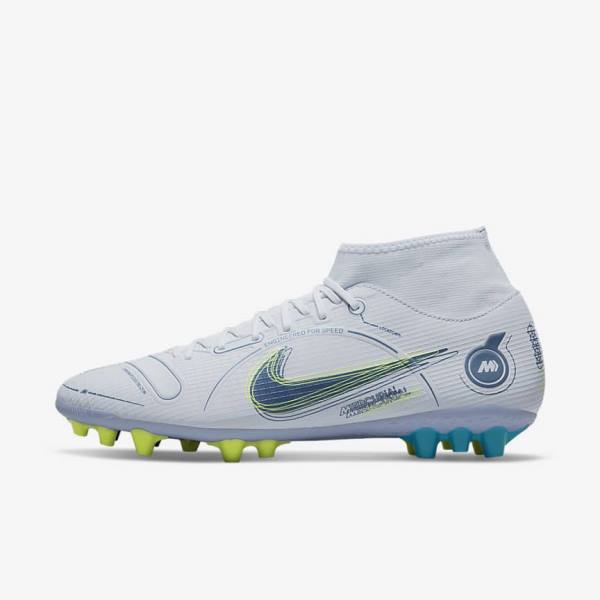 Nike Mercurial Superfly 8 Academy AG Artificial-Grass Fußballschuhe Damen Grau Hellblau Dunkelblau | NK524CIE