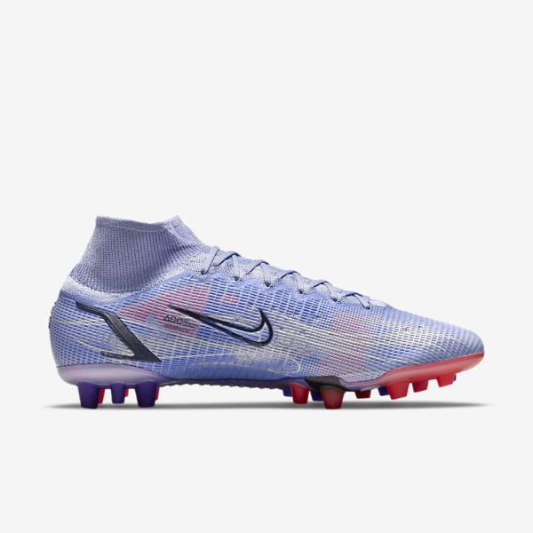 Nike Mercurial Superfly 8 Elite KM AG Artificial-Grass Fußballschuhe Herren Indigo Metal | NK074MOC