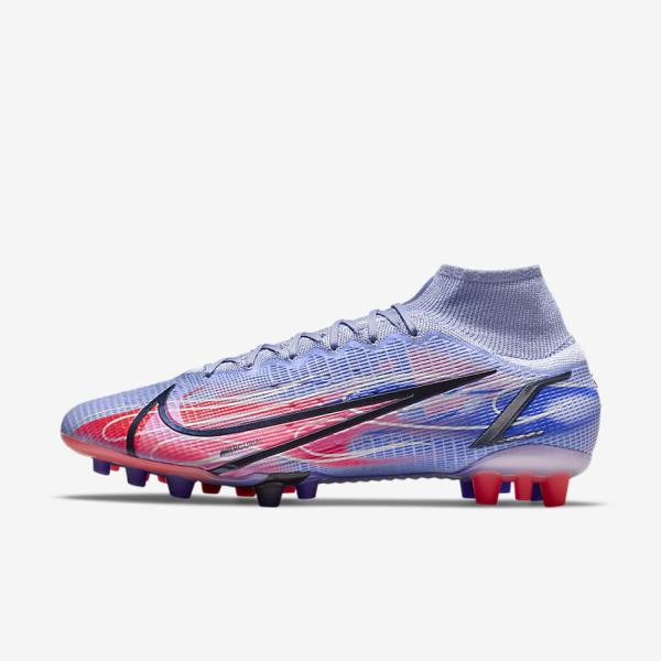 Nike Mercurial Superfly 8 Elite KM AG Artificial-Grass Fußballschuhe Damen Indigo Metal | NK281BKZ