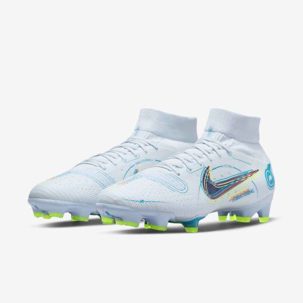 Nike Mercurial Superfly 8 Pro FG Firm-Ground Fußballschuhe Damen Grau Hellblau Dunkelblau | NK162CYN