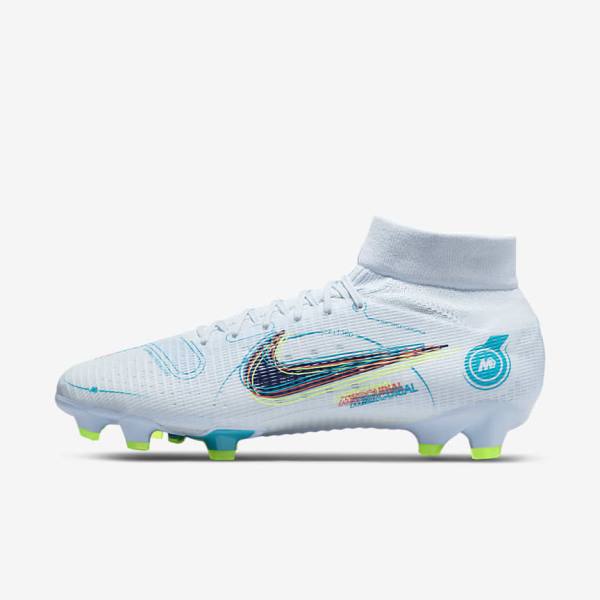 Nike Mercurial Superfly 8 Pro FG Firm-Ground Fußballschuhe Damen Grau Hellblau Dunkelblau | NK162CYN