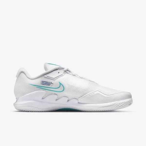 Nike NikeCourt Air Zoom Vapor Pro Clay Court Tennisschuhe Herren Weiß Hellbeige Königsblau Blau Türkis | NK564MKD